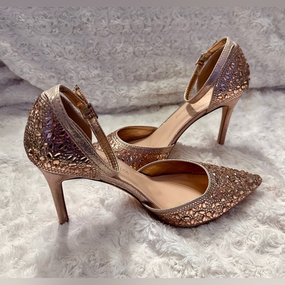 Lauren Lorraine Sparkling Rose Sling Back Pointy Toe Heels - Picture 10 of 13